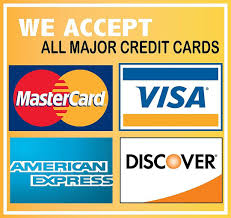 we accept all major credit and debit cards